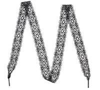 Kichvoe Cordones Elásticos 1,2 M Ribete de Encaje Floral Negro | Poliéster, Estilo Elegante y Acabado Decorativo, para Calzado de Tela o Piel