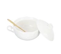 Kichvoe Cuenco de Cerámica para Postre con Doble Asa y Tapa, Estilo Europeo Decorativo, Adecuado para Desayuno y Celebraciones en Restaurantes