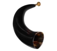 Kichvoe Cuerno Estilo al Histórico Rústico Aire y Libre Atractivo Vikingo Natural de Buey Negro Tono Resonante Excelente Proyección, Accesorio para Cosplay y Celebraciones