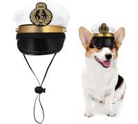 Kichvoe Disfraz de Cachorro con Sombrero de Capitán para Perro, Accesorio de Cosplay para Perro Pequeño, Accesorio Fotográfico para Mascotas para Fiesta de Halloween Y Disfraces.