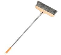 Kichvoe Escoba de Madera, Escoba Casera de Mango Largo, Cerdas Suaves, Negra, Acero Inoxidable y Plástico, Ligera, para Suelos y Alfombras, Baño y Dormitorio