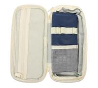 Kichvoe Estuche para Bolígrafos y Maquillaje de Lona, Gran Capacidad, Color Azul Marino, Diseño Multicapa Cremallera, Organizador Portátil Adecuado para Papelería y Brochas