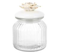 Kichvoe Frasco de Cerámica con Tapa Hermética de Porcelana, Tarro de Almacenamiento de Alimentos Transparente de 1 Pieza, Diseño Rosa Dorado, Recipiente para Cocina y Hogar, Contenedor