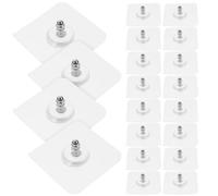 Kichvoe Ganchos Adhesivos sin Taladro 20 Piezas 16 Mm Tornillos Autoadhesivos Base Cuadrada 6x6 Cm Pvc y Hierro Alta Resistencia para Colgar Toallas Sombreros y Abrigos en Cocina Baño
