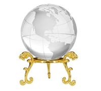 Kichvoe Globo terráqueo de Cristal de 60 mm con Base de Metal Dorado para