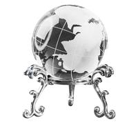Kichvoe Globo terráqueo de Cristal de 60 mm con Base de Metal Plateado