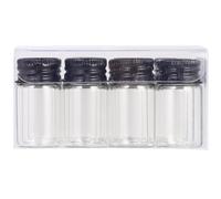 Kichvoe Juego de 12 Botellas de Vidrio Cristal de 7ml Tapa de Aluminio Negro, Alta Transparencia y Buen Sellado para Almacenamiento Seguro en Cocina o Laboratorio