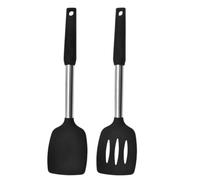 Kichvoe Juego de 2 espátulas de silicona, espátulas de cocina flexibles y resistentes al calor, utensilios antiadherentes de 34,4 cm para cocinar pescado, huevos y tortitas.