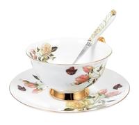 Kichvoe Juego de Taza de Té y Café de Cerámica con Platillo, Diseño Creativo y Delicado, Adecuado Hogar y Cafeterías, 1 Set Multicolor