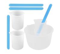 Kichvoe Kit de Vaso Mezclador de Resina Epoxi de Silicona, 9 Piezas 4 Tazas Medidoras de 100 Ml, 1 Taza Grande de 600 Ml y 4 Varillas Agitadoras Azules, Herramientas para Reutilizable