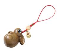 Kichvoe Llavero de Conejo de Madera Verde Sándalo, Colgante Decorativo Japonés para Teléfono Móvil, Correa de Dijes para Funda, Adorno Portátil para Bolso y Teléfono, Estilo Kawaii,