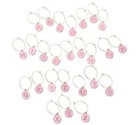 Kichvoe Marcadores para Copas de Vino de Fiesta 26 Piezas Letras A-z en Rosa Claro, Dijes Identificadores de Vino para Reuniones y Eventos, Accesorio Decorativo Seguro para Cristalería