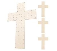Kichvoe Marco de Cruz Resistente Intemperie de Madera Beige de 4 Piezas y Decoración Rústica para Manualidades DIY para Pared en Iglesias y Hogares