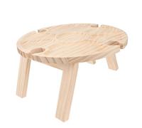 Kichvoe Mesa Plegable de Madera Caqui Portátil para Exterior Mesa Redonda de Picnic y Playa Pequeña para Terraza y Camping 1 Unidad