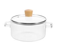 Kichvoe Olla para Cocinar con Patrón de Rayas Verticales de Vidrio Transparente de 1350ml Distribución Uniforme del Calor y Diseño Multifuncional para Hogares Pequeños