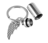 Kichvoe Pet Ash Holder Urn Keychain Pendant Mini Stainless Steel Cremation Container with Wing Design Lightweight and Portable Keepsake Ornament For