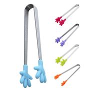 Kichvoe Pinzas Mini de Silicona Puntas Antideslizantes, 5 Piezas Coloridas (rosado, Morado, Azul, Verde, Naranja), Acero Inoxidable, para Cubitos de Hielo, Azúcar, Fruta y Cocina Infantil