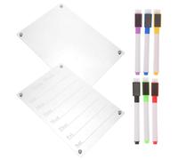 Kichvoe Pizarra Magnética para Nevera de Acrílico Transparente A4 A4 Combinada, Tablero de Borrado en Seco Reutilizable 6 Rotuladores Blancos, Planificador Semanal de Mensajes para