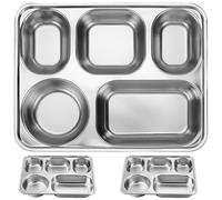 Kichvoe Plato Dividido Rectangular de Acero Inoxidable, 3 Piezas