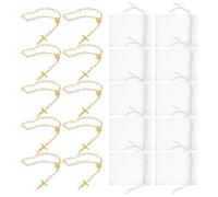 Kichvoe Pulsera de Rosario Cuentas y Cruz Pequeña, Kit Portátil para Recuerdos de Bautizo y Comunión, 12 Unidades para Mujeres y Hombres