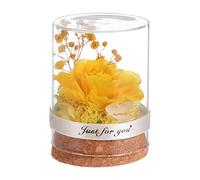 Kichvoe Rosa Eterna En Cúpula De Cristal para Siempre Decoración De Flores Rosa Amarilla para Mujeres para Navidad Día De San Valentín Aniversario Cumpleaños