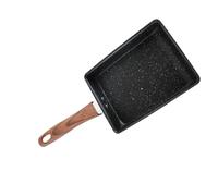 Kichvoe Sartén Pequeña Cuadrada Antiadherente para Tortillas Tamagoyaki Mango Imitación Madera Mini Sartén para Desayuno y Camping para Huevos y Verduras