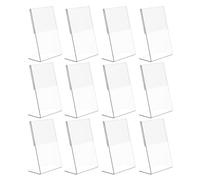 Kichvoe Soporte de Acrílico Transparente L Tipo, 12 Piezas, Marco para Números de Mesa A6, Base Ancha Estable, Porta Tarjetas para Restaurante, Bodas y Eventos, Resistente al Agua y Aire,