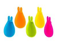 Kichvoe Soportes para Bolsitas de Té Prácticos de Silicona en 5 Colores Surtidos (amarillo, Verde, Azul, Naranja, Fucsia) Forma de Conejo, Colgador y Marcador para Tazas en Oficina y