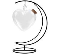 Kichvoe Tarro Deseos de Vidrio Transparente Tapa de Corcho y Soporte Metálico en Forma de Luna, Botella Decorativa Colgante de 14 Cm para Micropaisajes y Origami, Set Único para