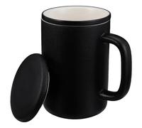 Kichvoe Taza de Cerámica Negra Diseño Moderno y Simple de 400ml Infusor y Filtro para Té Adecuado para Preparar Infusiones y Mantener el Sabor