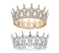 Kichvoe Tiara Vintage de Princesa para Mujer 2 Diademas Barrocas de Aleación Ligera, Adornos con Piedras de Imitación, Tocado Nupcial Elegante para Boda y Eventos Festivos