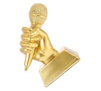 Kichvoe Trofeo de Micrófono Infantil de Resina Dorada, Premio para Concurso Musical y Karaoke, Trofeo Decorativo, Manualidades y Premiaciones Escolares