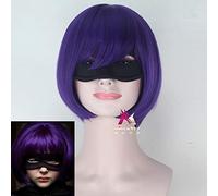 Kick-Ass Hit Girl Cosplay Peluca Chloe Grace Morado Juego De Roles Peluca De Pelo Disfraces Con Máscara Para Ojos