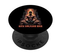 Kick Low Flight High Muay Thai MMA Warrior PopSockets PopGrip Adhesivo