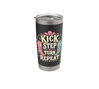 Kick Step Turn Repeat diseño line dance country Vaso térmico de acero inoxidable de doble pared