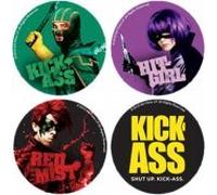 KickAss Mezco Toyz Pin Set KickAss, Hit Girl, Red Mist & KickAss Logo