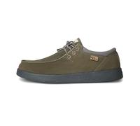 Kickback Haven Mocasines Hombre en Ante - Zapatos Slip-On Ligeros con Cordones Elásticos, Plantilla Amortiguada Forrada en Piel y Suela Flexible - Comodidad Diaria - Olive Suede, EU 45