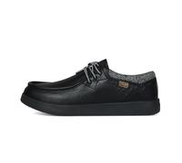 Kickback Haven Mocasines Hombre en Piel de Plena Flor - Zapatos Slip-On Ligeros con Cordones Elásticos, Plantilla Amortiguada Forrada en Piel y Suela Flexible - Comodidad Diaria - Black Leather, EU 46