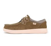 Kickback Haven - Mocasines para Hombre - Color Khaki - Mocasines Estilo Mocasin - Exterior de Piel y Ante - Cordones elásticos - Suelas Acolchadas - Plantillas Forradas de Piel - Talla EU42