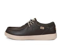 Kickback Haven - Mocasines para Hombre - Zapatos Casuales Ligeros Estilo mocasín - Parte Superior de Cuero Suave y Gamuza - Cordones elásticos Ajustables - Java Full Grain Leather - EU44