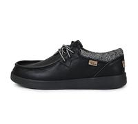 Kickback Haven - Mocasines para Hombre - Zapatos Casuales Ligeros Estilo mocasín - Parte Superior de Cuero Suave y Gamuza - Cordones elásticos Ajustables - Black Full Grain Leather - EU41
