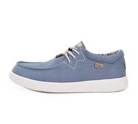 Kickback Haven Mocasines Slip-On de Hombre Estilo Sneaker - Zapatos Casual de Lino con Cordones Elásticos - Cómodos y Elegantes para el Uso Diario en Verano - Azul Claro, EU 45