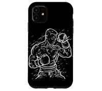Kickboxing Guy Line Art Karate para niños Carcasa para iPhone 11