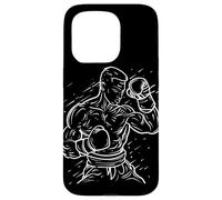 Kickboxing Guy Line Art Karate para niños Carcasa para iPhone 15 Pro