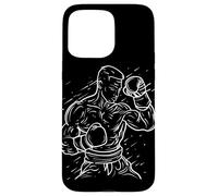 Kickboxing Guy Line Art Karate para niños Carcasa para iPhone 15 Pro Max