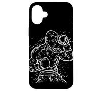 Kickboxing Guy Line Art Karate para niños Carcasa para iPhone 16 Plus