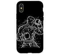 Kickboxing Guy Line Art Karate para niños Carcasa para iPhone X/XS