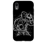Kickboxing Guy Line Art Karate para niños Carcasa para iPhone XR