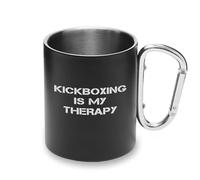 Kickboxing is My Therapy - Taza de metal con asa de mosquetón, taza de camping