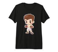 Kickboxing Kid Cartoon Style Artista Marcial Camiseta Premium